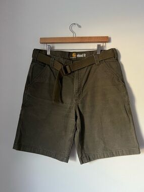 Carhartt Men's Relaxed Fit Olive Green Belted Work Shorts 36